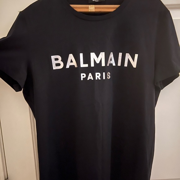 Mens Balmain Foil T-Shirt / BLACK / BRAND NEW